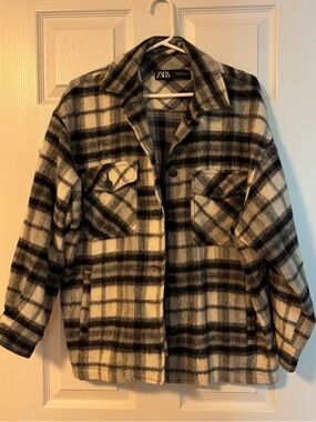 Zara Black & White Plaid Jacket